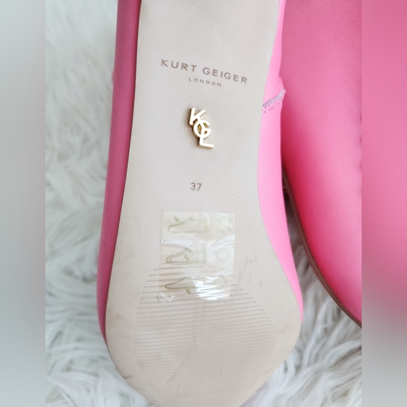 KURT GEIGER LONDON RITA ANKLE BOOTS PINK LEATHER POINTED TOE NANO HEEL SIZE 6.5 - Picture 8 of 16